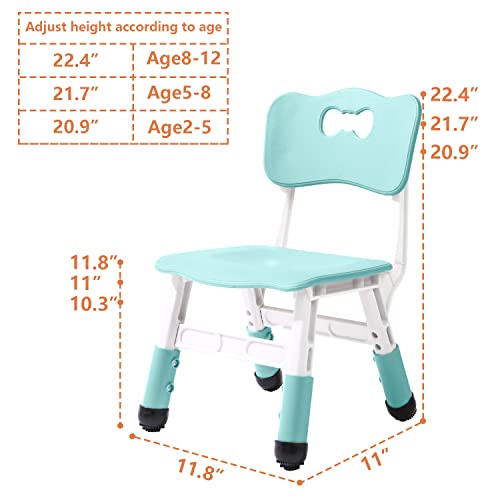 Adjustable Kid Chairs Indoor 3 Level Adjustable Suitable For Children Age 2-6. Maximum Load-Bearing 220Lbs Suitable For Family Classroom And Nursery Child Seat Set (2-Pack-Mint Green) #TOP1
