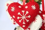 Hearts Christmas Ornaments Set of 4-Snowflake 100% Pure New Zealand Wool Handmade Eco-Friendly Valen