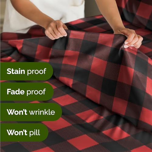 Cal King Christmas Buffalo Plaid Sheet Set - Holiday Xmas Pattern Bedding Set - Deep Pockets - Snug Fit - 4 Piece - Wrinkle Free - Comfy Festive Winter - Holiday Sheets for Women, Men, Kids & Teens