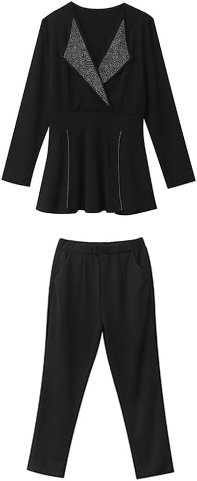 Plus Size Women's Autumn Slimming Flesh-Covering Suit Two-Piece Set(XXXXXL Code)