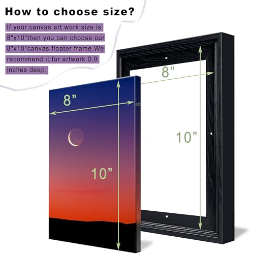 Image of 10x10 Canvas Floater Frame for 0.6-0.9 inch Deep Canvas Painting,Black