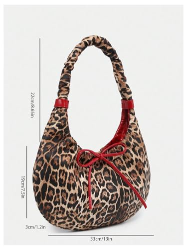 Verdusa Women's Cheetah Bow Tie Shoulder Handbags PU Leather Holiday Crescent Underarm Bags3