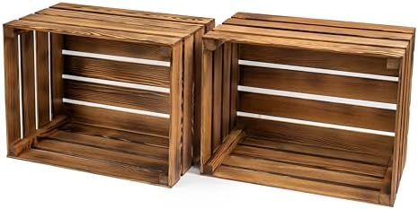 Cajas de Madera Grandes - Frutero Madera - Decorativas Cajas de Vino – Flameada Vintage Caja de Madera 50x40x30