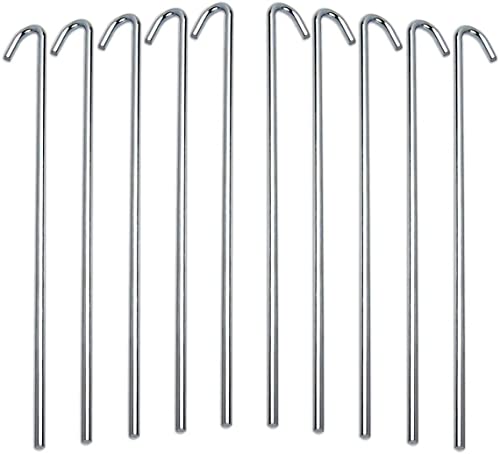 DIAMOND BRAND Tent Garden Stakes Heavy Duty, Galvanized Steel Pegs Rust-Free Garden Edging Fence Hook, Landscape Pins | for Outdoor Camping, Soil Patio Gardening, & Canopies(20 Pack)