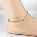 Women's Anklet Bracelet 18k Gold Plated Double Row Beads Grind Arenaceous Bead Pendants Foot Chain Adjustable L7.87