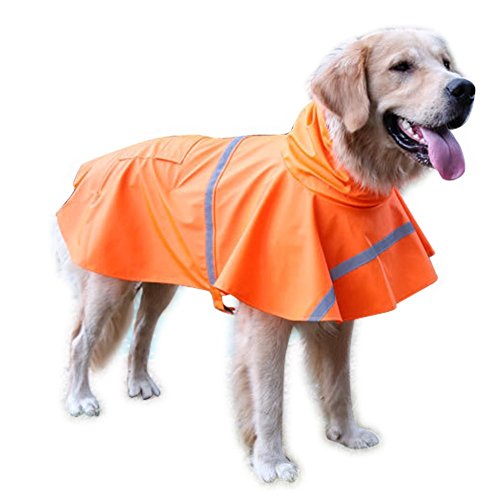 HanDingSM Chubasqueros Impermeables para Mascotas Perros, Chubasquero para Perro,Tiras Reflectantes de Seguridad para La Chaqueta, Apto para Todos Los Perros (M, Naranja)