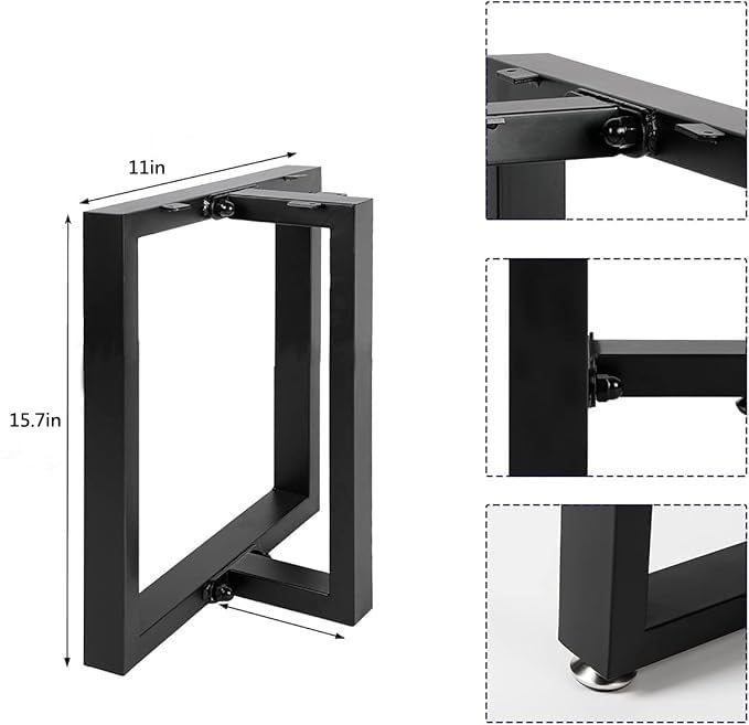 Image of HOMEKAYT Metal Coffee Table Legs 16''x 11'' - Heavy Duty for Bench, TV Stand - Set of 2 - Black