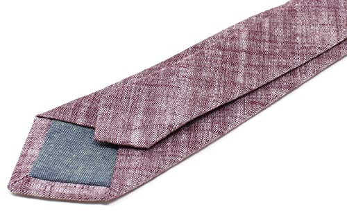 Image of Men's Chambray Cotton Skinny Necktie Tie Textured Distressed Style - 2.5 inch Width