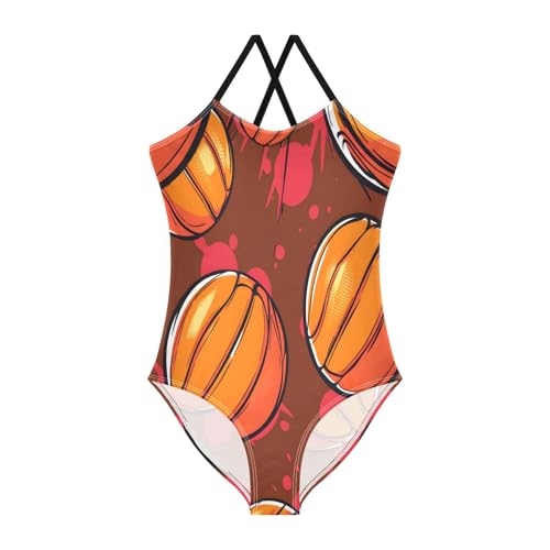 Basketball Red Girls One-Piece Swimsuit Beach Bathing Suit