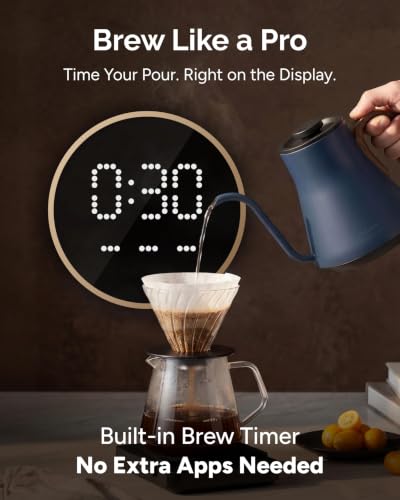 Image of INTASTING Gooseneck Electric Kettle, ±1℉ Temperature Control, Stainless Steel Inner, Quick Heating, for Pour Over Coffee, Brew Tea, Boil Hot Water, 0.9L (Navy Blue)