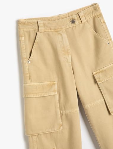 Jegging Jean cargo beige para niñas con bolsillos Koton 5