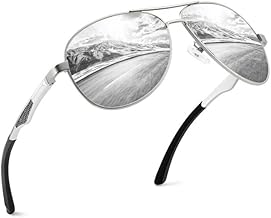 GQUEEN Men's Aviator Sunglasses Premium Spring Hinges Retro Al-Mg Polarized Pilot MOS1