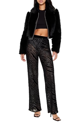 Forever 21 womens Sheer Sequin Zebra Flare Pants