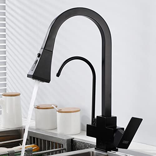 Robinet cuisine 3 voies noir avec douchette extractible pour eau filtrée
