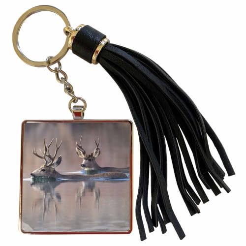 3dRose Wyoming, Mule deer bucks swimming lake to migrate. Tassel