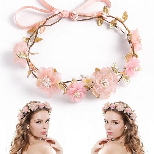 AuraFusion Couronne de Fleurs Cheveux Fleur Serre-tête Bandeau Fille 1 pièce pour Femmes Danseuses Photographes pour Festival d'été Fête sur la Plage...