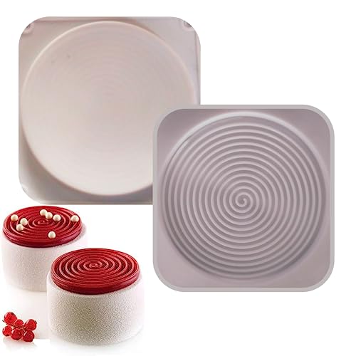 Image of MoldBerry Silicone Cake Mould, Spiral Design Round Ring Silicone Mould Insert Decor Mousse Cake Decorating Chocolate Ice Cream Baking Pan Dessert Cake Mould (White)