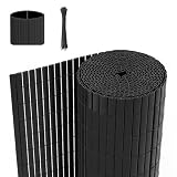 WOLTU Brise vue occultant PVC 400x100 cm, canisse osier palissade exterieur Résistant aux UV et aux intempéries, pour jardin, terrasse, balcon, Gris