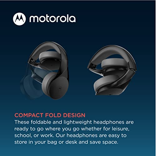 Motorola Bluetooth Wireless Headphones With Microphone, Moto Xt500+ Over-Ear Headphones In-Line Control For Calls - Foldable Head Phones, Adjustable Headband, Clear Sound - Black #TOP2