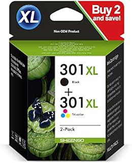 301XL High Yield 1Black 1Color,2-Pack SHEENGO Remanufactured for HP 301 XL 301XL Ink Cartridges Compatible for HP Officejet 2620 2622 4630 4632 Envy 4500 5530 4507 DeskJet 2540 1000 1050 2050 3050