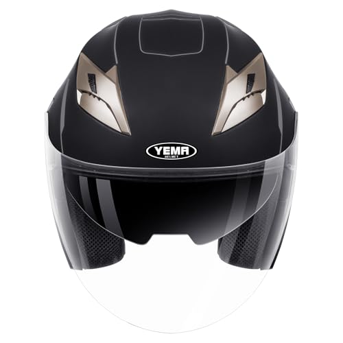 YEMA Open Face Motorcycle Helmets, DOT Approved 3/4 Moped Helmet Dual Visor Quick Release Buckle, Helmets for Adults Motorcycle Men Women Helmets for Moped Scooter Streey (TK-Gray, Small) by YEMA - Used condition - Image 4