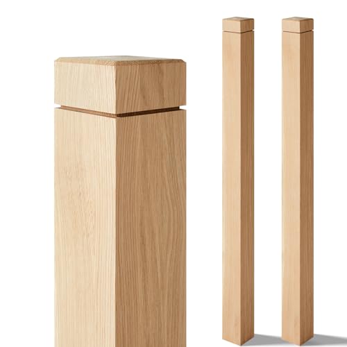 Image of CroBlissful 2 Pcs 3 inch x 3 inch x 48 inch Solid White Oak Stair Newel Post with a Single Groove Notched Newel Wood Balusters for Staircase Interior Railing Newels for Stair Handrails