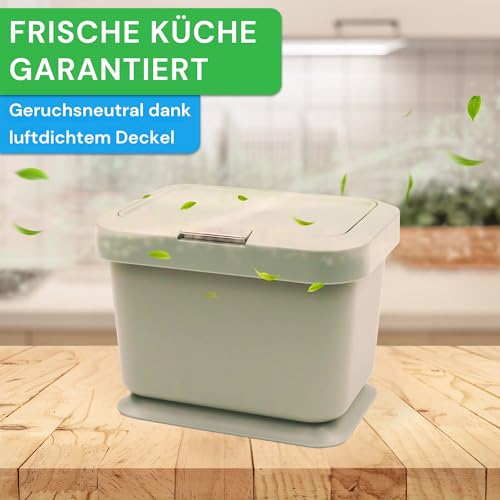 YourCasa Biomülleimer Küche 5L - geruchsdichter Bio Mülleimer mit Deckel & Knopfdruck-Mechanismus - Komposteimer & Bioabfallbehälter klein für Biomüll (Creme)