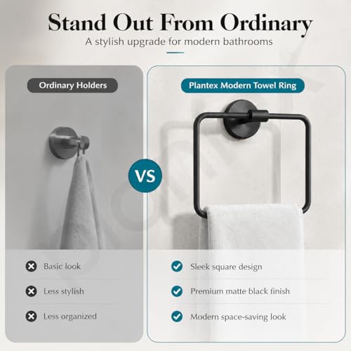 Image of Plantex Stainless Steel Towel Hanger for Wash Basin /Towel Ring /Napkin Hanger for Bathroom /Towel Holder /Bathroom Accessories (Black)