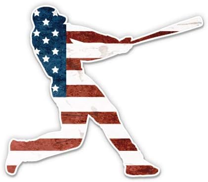 Squiddy Baseball Player American Flag - Vinyl Sticker Decal for Phone, Laptop, Water Bottle (2.5" Wide)