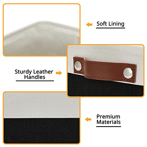 Image of DULLEMELO Small Storage Bin, Collapsible Rectangular Fabric Basket for Organizing, Shelves, Closets, Nursery, Home, Office, Empty Gift Basket (White&Black)