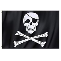 Large Black Pirate Flag Jolly Roger Skull and Bones 90x150cm with Rings Hanging Banner Theme Party Ghost Ship Decoration TRIXES