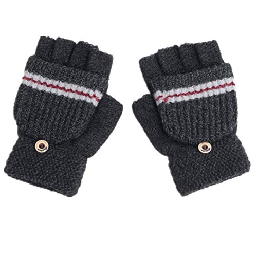 Pormow Herbst und Winter Baby Warme Handschuhe Kind Gestrickte Fäustlinge,6-12 Jahre alt (Black C-122) Cover