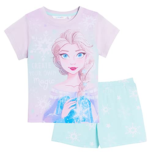 Disney Frozen - Pijama corto para niñas y niños, conjunto de ropa de dormir Elsa, azul, 5-6 Años