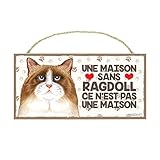 RAGDOLL (64) Affiche Decoration Murale. Panneau Bois. Inscription avec votre animal préféré. Panneau Decoratif pour votre maison. Pancarte Bois un chat.