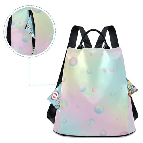 Mochila burbujas pastel evita robos con su bolsillo trasero con cremallera 4