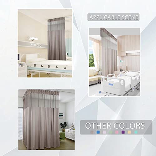 Heebor Hospital Curtain Cubicle Flame Resistance Medical Curtain Bed Divider For Medical, Spa,Clinic, Living Room, School Nursery-Grey 1*(5F Widet X8Ft Tall) #TOP4