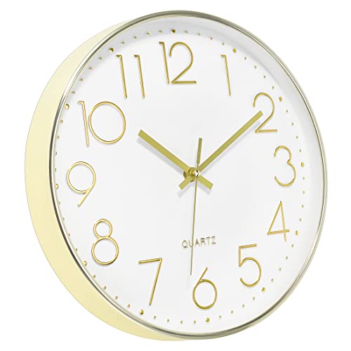 Foxtop Gold Wall Clock 12 Inch Silent Non-Ticking Battery Operated Round Modern Wall Clock for Living Room Bedroom Kitchen Home Office Decor - Image 6