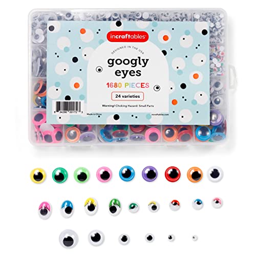 Incraftables Googly Eyes Self Adhesive 1680 Pcs Set. Best Small & Large Colorful Sticky Wiggle Eye For Diy Arts (4 To 18 Mm). Googly Eyes For Crafts 30 Varieties. Best Craft Eyes For Kids & Adults #TOP18