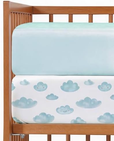 Crib Sheets - Pack of 2 Fitted Sheets for Standard Crib - 52x28in...