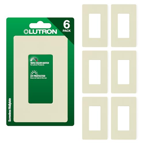 Image of Lutron Claro Light Switch Cover Plate, 1 Gang Wallplate, for Decorator Light Switches, Screwless Switch Plate Cover, Gloss, CW-1-AL-6, Almond, 6 Pack