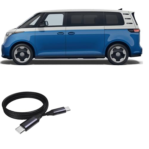 BoxWave Cable Compatible with Volkswagen 2025 ID. Buzz Infotainment System (12.9 in) - DirectSync PD Cable (3ft) - USB-C to USB-C (100W), Type C Braided Charge and Fast Sync - Jet Black