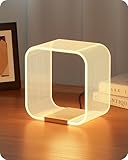 EDISHINE LED Nachttischlampe Dimmbar, Moderne Tischlampe mit Versteckter Lichtquelle & Lasergravur, 3 Farbtemperaturen, Acryl & Aluminium, 4W Nachtlicht für Schlafzimmer, Wohnzimmer, Gold