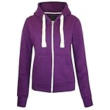 Womens Plain Hoodie Hooded Zip Zipper Top Sweat Shirt Jacket Sweater Hoody