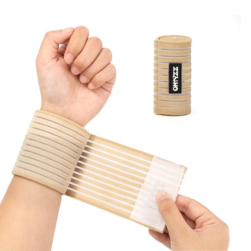 ONTYZZ Muñequera 1 Pieza Alta Elasticidad Vendaje de Muñeca Piezaa Deporte Gimnasio Corriente Sentarse en Cuclillas Entrenamiento TVendas elásticas Beige/40cm