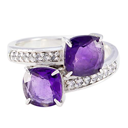 Bague Saint Valentin en argent 925 et sa pierre coussin personnalisée