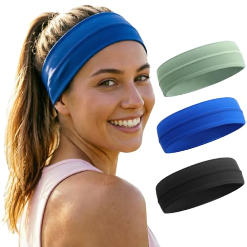 Image of DRESHOW Sport Headbands for Women Non-Slip Sweat Wicking Headband Cooling Sweatband for Outdoor Sports Unisex Workout Hair Bands for Running Fitness Yoga Cycling