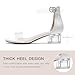 Dufannie White Dress Shoes for Girls Clear Sandals Chunky Girls High Heels for First Communion Wedding Church Partys Ankle Strap Open Toes Shoes for Little Big Kids(3603ClearWhite 12)