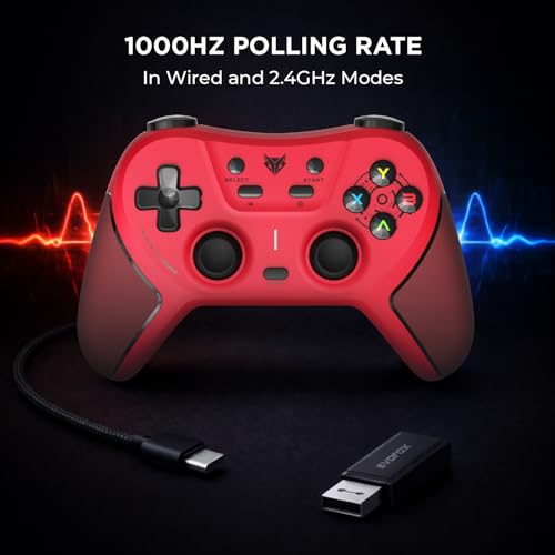 Image of EvoFox One S V2 Universal 3-Mode Wireless Gaming Controller,1000Hz HallSense Precision Joysticks, BT, 2.4GHz & Wired, Macros, Fast Type-C Charging, PC, Mobile, Android TV, PS4 & Console Gaming
