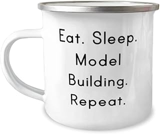 Krumfortable Living Sarcasm Model Building Gifts, Eat. Sleep. Model Building. Repeat, Model Building 12oz Camper Mug From Friends, Birthday, Scale model, Construction toy