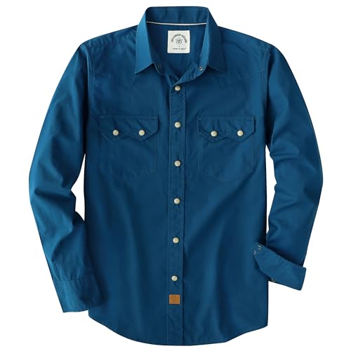 Dubinik® Pearl Snap Shirts for Men Long Sleeve Lightweight Casual